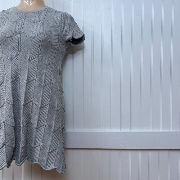 Lucy Paris Knit Bodycon Dress Silver Cocktail Mini Stretch Zig Zag Striped S - Picture 5 of 11